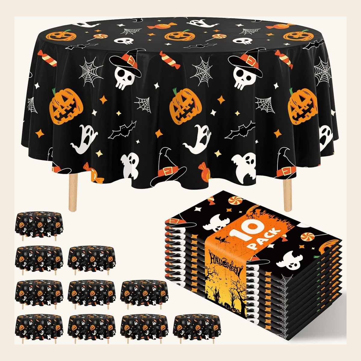 10 pack Halloween round tablecloth