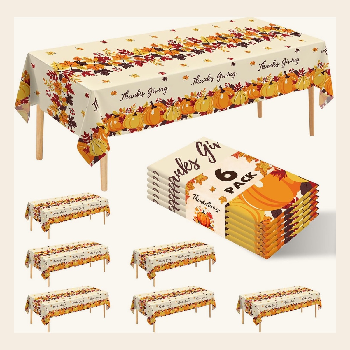 6 pack Thanksgiving tablecloth