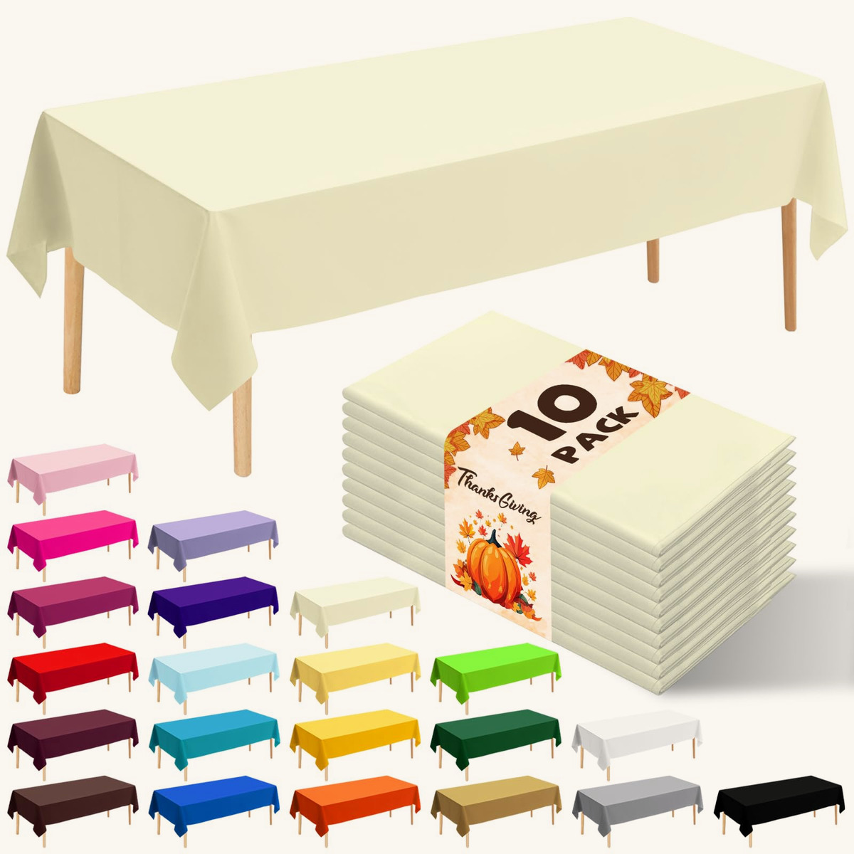 10 Pack Tablecloth — disposable plastic tablecloth
